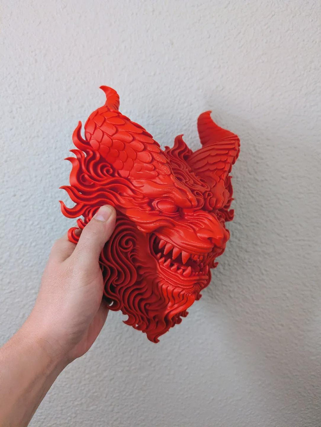 Fire Dragon Wall Sculpture – Stylized Fantasy Home Decor