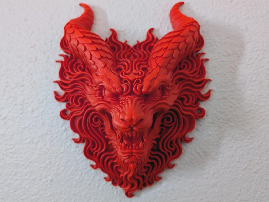 Fire Dragon Wall Sculpture – Stylized Fantasy Home Decor