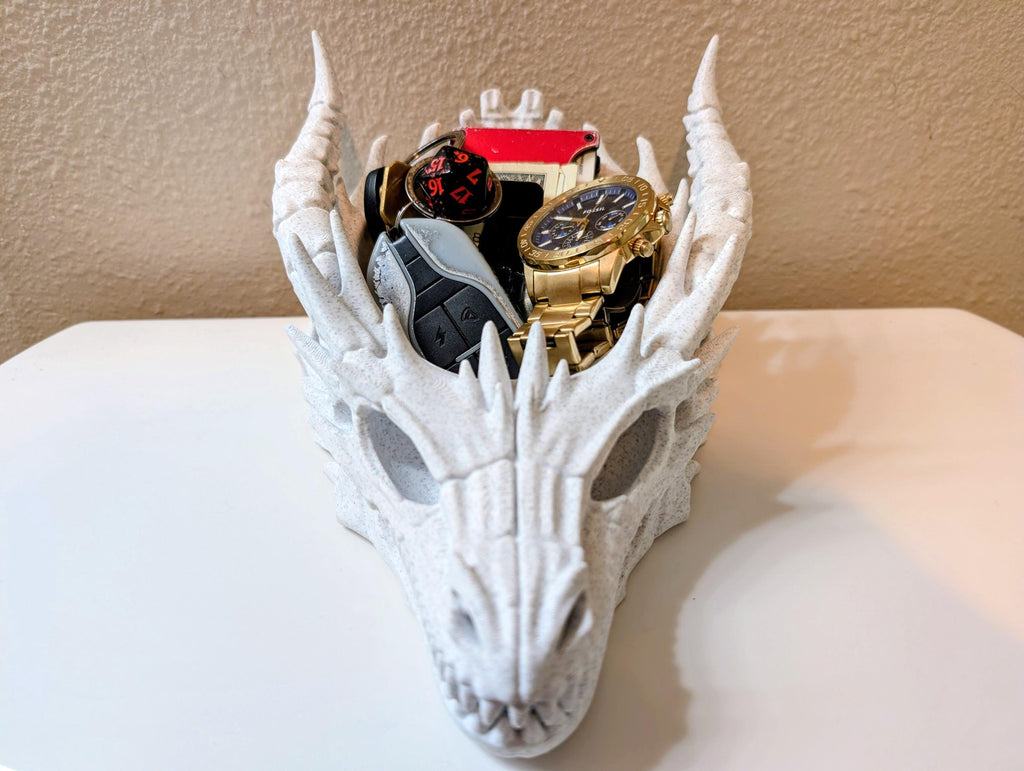 Dragon Skull Desk Organizer - Gothic Fantasy Home Decor & Accessory