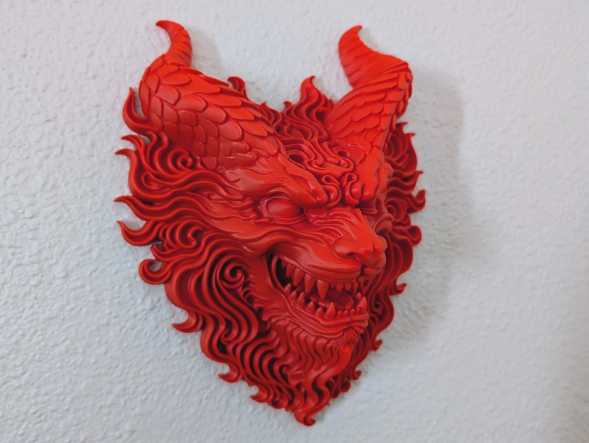 Fire Dragon Wall Sculpture – Stylized Fantasy Home Decor