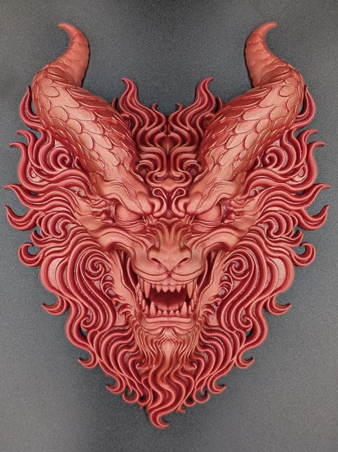 Fire Dragon Wall Sculpture – Stylized Fantasy Home Decor