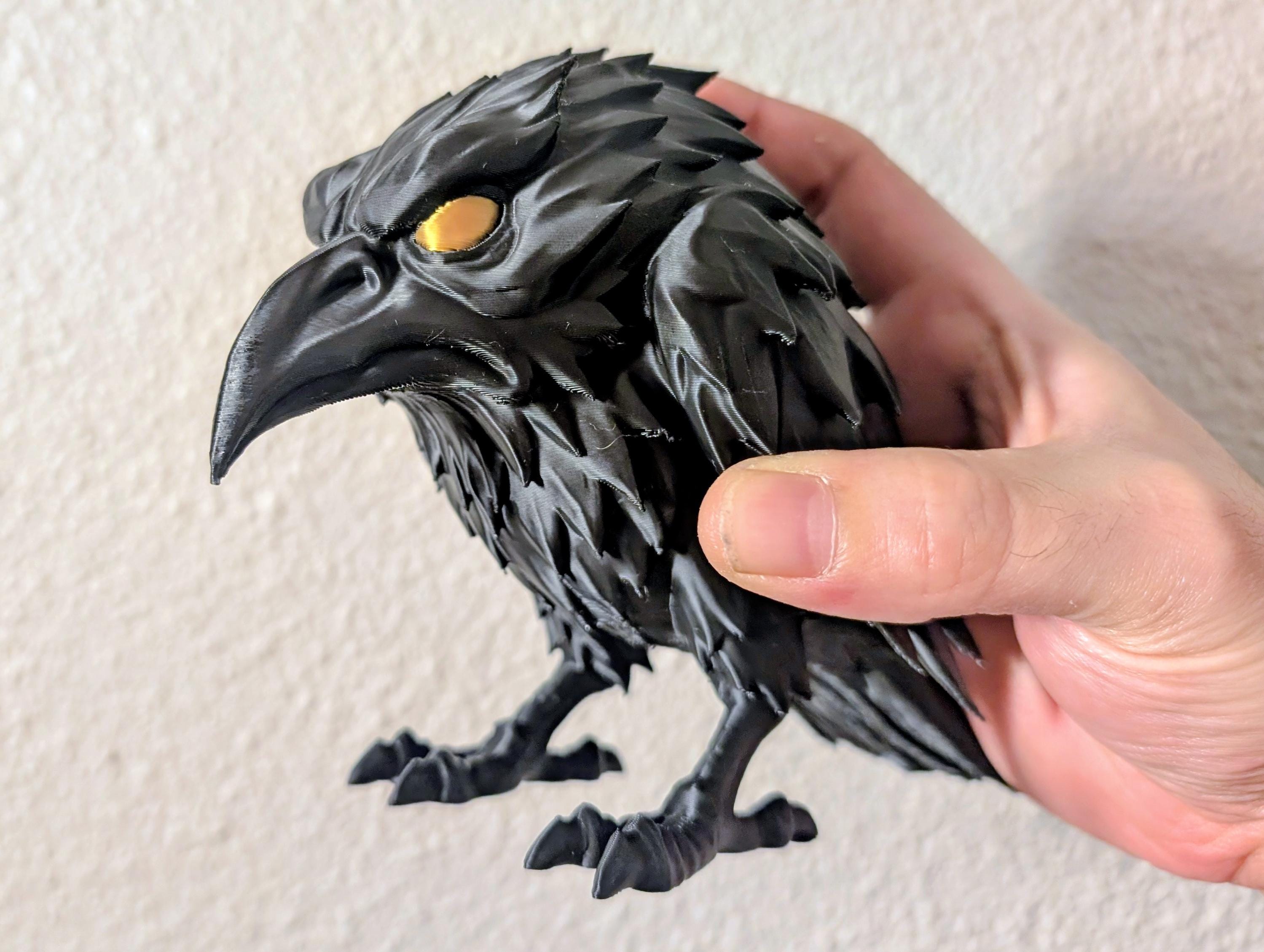 Black Raven Sculpture - Customizable Gothic Crow Figurine